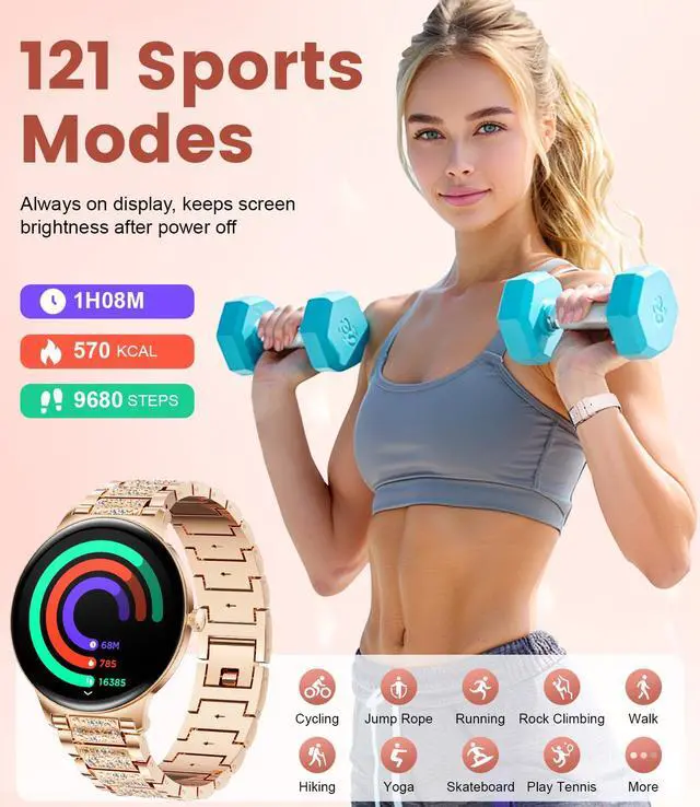 Alt view image 4 of 7 - Smart Watch for Women(Dial/Answer Calls), 1.43" AMOLED HD Display, 100+ Sport Mode Fitness Tracker, IP68 Waterproof/Sleep Smartwatch Womens, Ladies Smart Watches for iOS Android