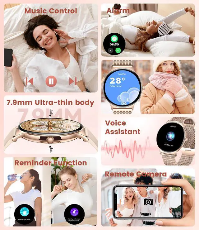 Alt view image 5 of 7 - Smart Watch for Women(Dial/Answer Calls), 1.43" AMOLED HD Display, 100+ Sport Mode Fitness Tracker, IP68 Waterproof/Sleep Smartwatch Womens, Ladies Smart Watches for iOS Android