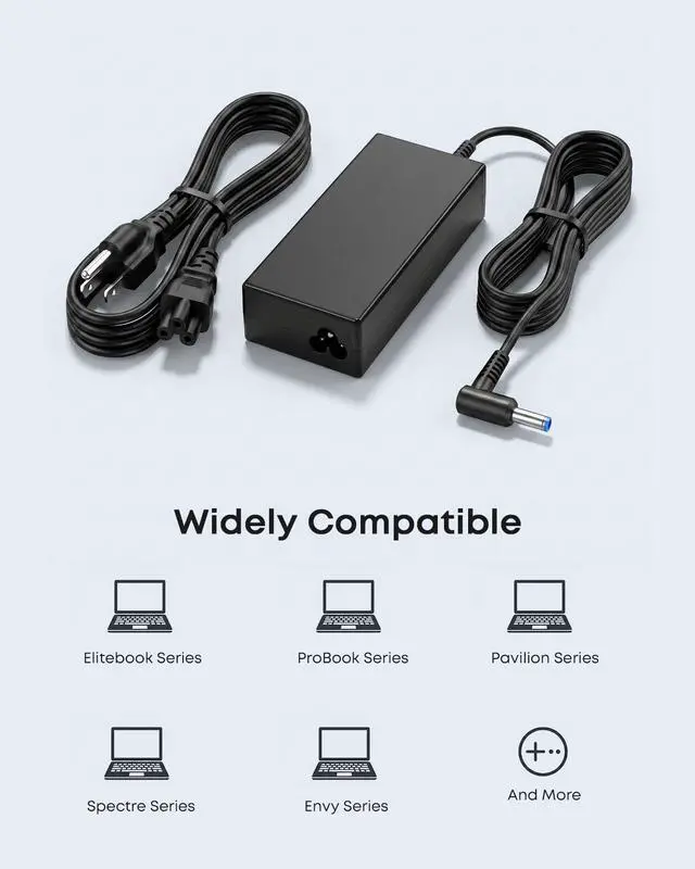 Alt view image 6 of 6 - 65W 45W Charger Compatible with HP Model 14 15 17 Pavilion Laptop | Smart AC Adapter 4.5mm Blue Tip, Compatible with HP x360, Envy, EliteBook, ProBook, Chromebook, Stream, Spectre