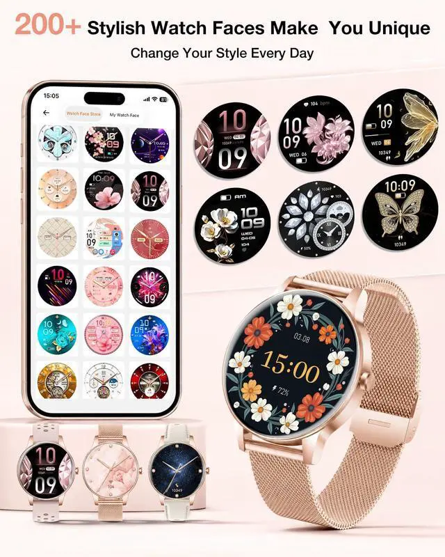 Alt view image 7 of 7 - Smart Watch for Women, Ideal Gift, 1.27" HD Fitness Tracker, Answer/Make Calls, 130+ Sports Modes, Heart Rate/Sleep Monitor, IP68 Waterproof, Compatible with iOS & Android
