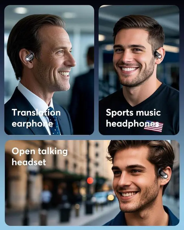 Alt view image 7 of 7 - AI Translation Earbuds Real Time, 144 Languages Translator Earbuds, 3-in-1 Translating Device with Music & Calls, 80H Playtime Bluetooth 5.4 Open Ear Translator Earbuds for Travel Business Meeting