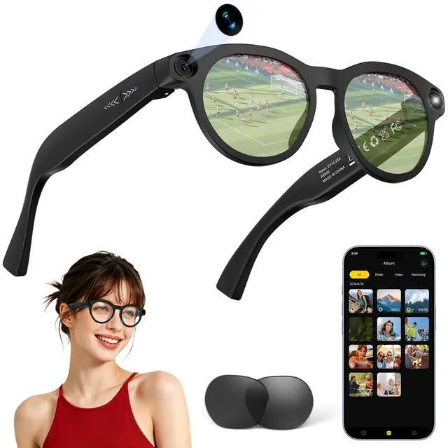 Main image of AI Smart Glasses with 8MP Camera, 4K HD Video & Photo Capture, Bluetooth Connectivity, Real-time & Video Call Translation, Video stabilization, Dual-microphone Noise Reduction, Object Recognition
