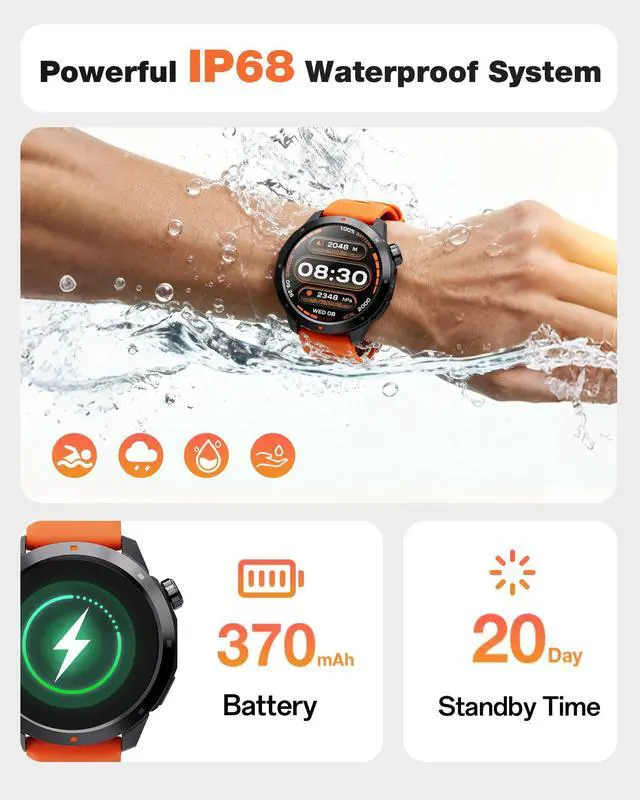 Alt view image 7 of 7 - NaviR3 GPS Smart Watch for Men | 1.43" AMOLED, 30M Waterproof, Call
