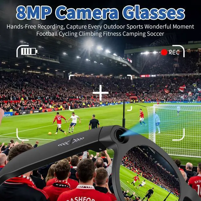 Alt view image 2 of 7 - AI Smart Glasses with 8MP Camera, 4K HD Video & Photo Capture, Bluetooth Connectivity, Real-time & Video Call Translation, Video stabilization, Dual-microphone Noise Reduction, Object Recognition