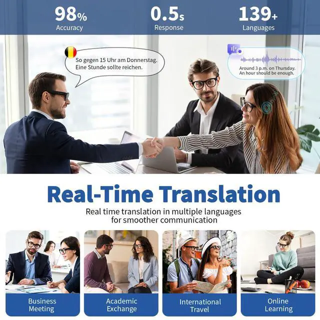 Alt view image 5 of 7 - AI Smart Glasses with 8MP Camera, 4K HD Video & Photo Capture, Bluetooth Connectivity, Real-time & Video Call Translation, Video stabilization, Dual-microphone Noise Reduction, Object Recognition