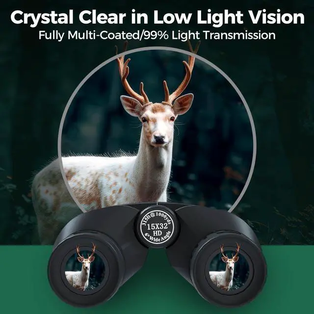 Alt view image 3 of 7 - 15x32 Compact Binoculars for Adults, High Power Lightweight Small Binoculars with Phone Adapter for Concert Cruise Ship Hiking Bird Watching Travel Safari Viewing Football Sports