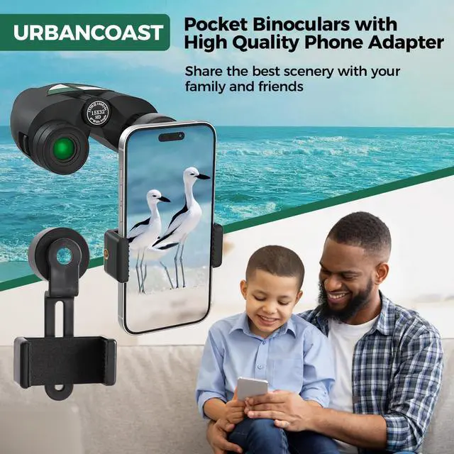 Alt view image 4 of 7 - 15x32 Compact Binoculars for Adults, High Power Lightweight Small Binoculars with Phone Adapter for Concert Cruise Ship Hiking Bird Watching Travel Safari Viewing Football Sports