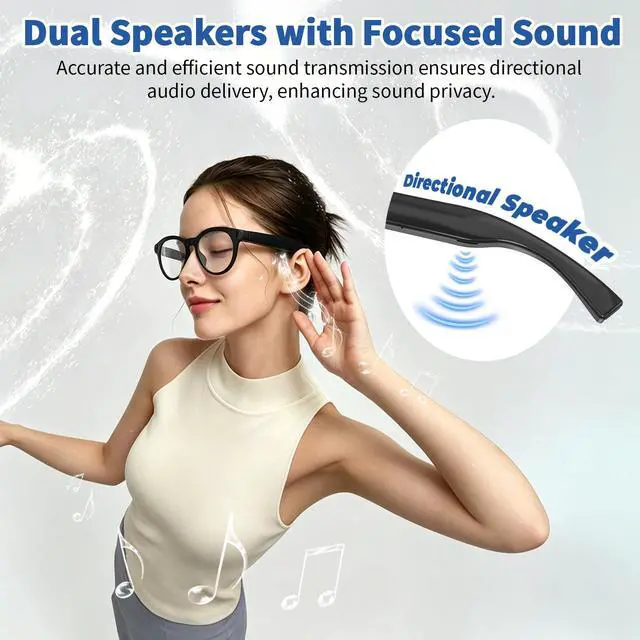 Alt view image 6 of 7 - AI Smart Glasses with 8MP Camera, 4K HD Video & Photo Capture, Bluetooth Connectivity, Real-time & Video Call Translation, Video stabilization, Dual-microphone Noise Reduction, Object Recognition