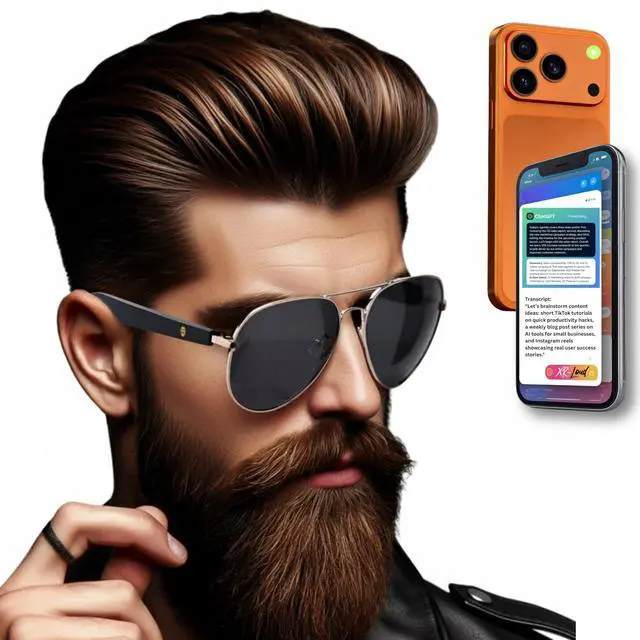 Alt view image 3 of 7 - AI Smart Glasses with Bluetooth for Men Women Easy Pair with ThinkLoud (Voice-to-Content), ChatGPT-Claude-Gem, 5.3 Android Siri Touch and Voice Assistant Glasses with Speakers, 120H SB BLACK DOMINATOR