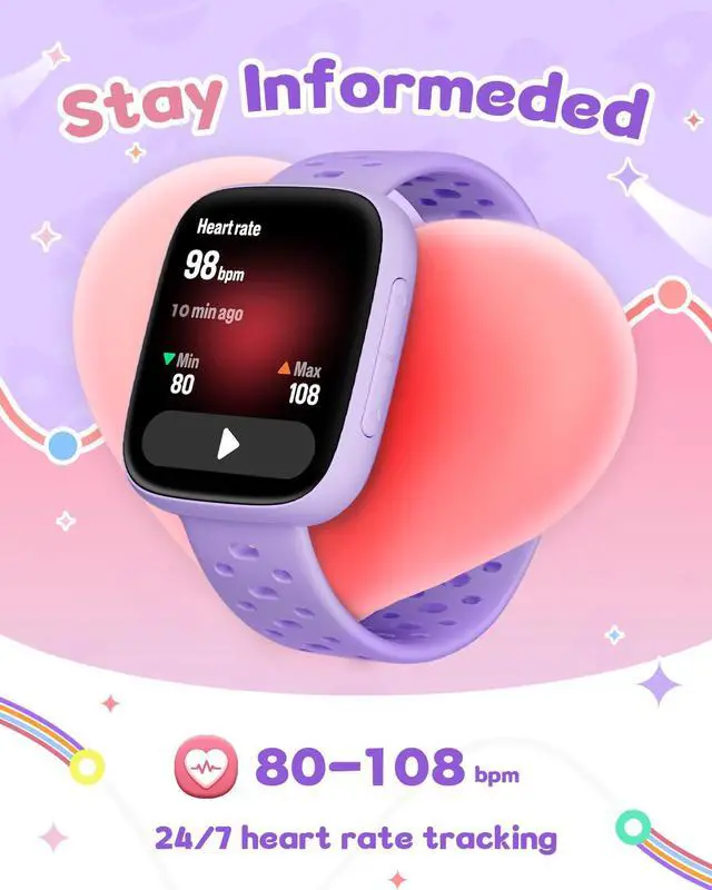 Alt view image 5 of 7 - Smart Watch for Kids No Phone No APP Needed, 1.83" AMOLED Screen Fitness Tracker Watch with Pedometer, Kids Smart Watch with Heart Rate/Sleep Monitor, IP68 Waterproof for Girls 5-12