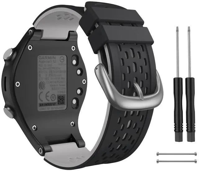Main image of Two-in-One Color band for Garmin Approach S2/S4, Silicone Starp Replacement Watch Band for Garmin Approach S2/S4 Watch, Black