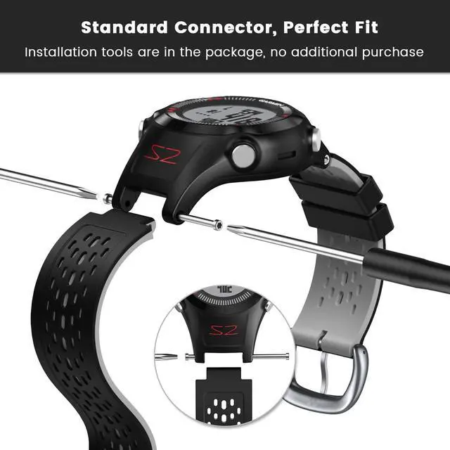 Alt view image 4 of 7 - Two-in-One Color band for Garmin Approach S2/S4, Silicone Starp Replacement Watch Band for Garmin Approach S2/S4 Watch, Black
