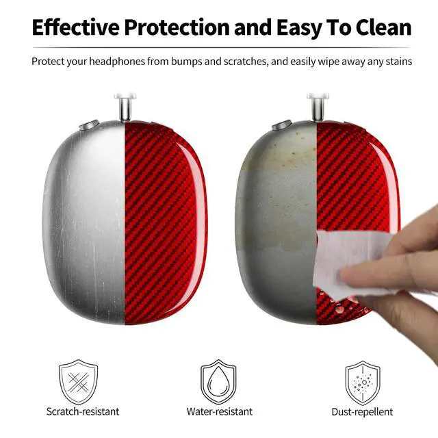 Alt view image 4 of 7 - Case Cover Compatible with AirPods Max Glossy Red | Glass Fiber Glossy Ear Cups Covers,Hard Protective Anti-Scratch case Compatible with AirPods Max 2/1(Red)