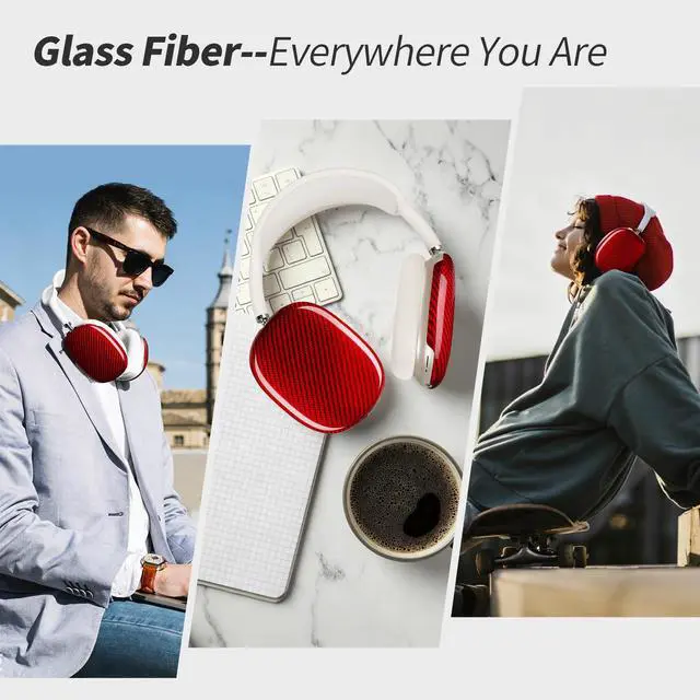 Alt view image 5 of 7 - Case Cover Compatible with AirPods Max Glossy Red | Glass Fiber Glossy Ear Cups Covers,Hard Protective Anti-Scratch case Compatible with AirPods Max 2/1(Red)