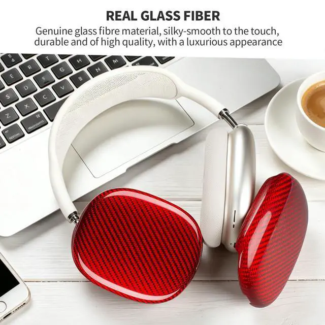 Alt view image 6 of 7 - Case Cover Compatible with AirPods Max Glossy Red | Glass Fiber Glossy Ear Cups Covers,Hard Protective Anti-Scratch case Compatible with AirPods Max 2/1(Red)