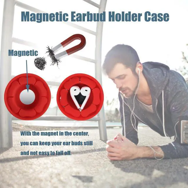 Alt view image 2 of 6 - Wired Earbud Case 3 Pack Earphone Headphone Cord Organizer Earbuds Wrap Soft Silicone Magnetic Holder Storage Tangle Free Cable Winder(Red/Blue/Green)