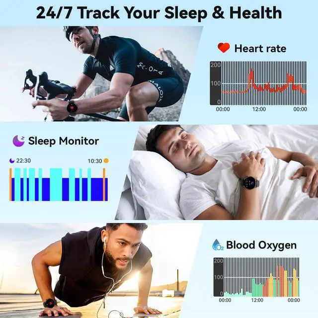 Alt view image 4 of 7 - Smart Watch for Men Women Answer/Make Call: Military Smart Watches for Men Fitness Tracker Smartwatch for Android Phones iPhone Compatible Samsung Watches Heart Rate Sleep Monitor IP68 Waterproof