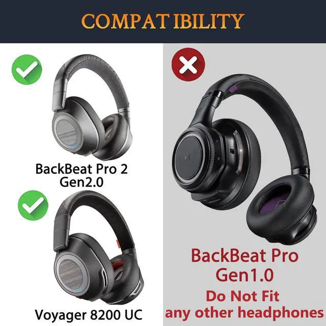 Alt view image 2 of 7 - Cooling Earpads for BackBeat Pro 2, Voyager 8200 - Black | Not Fit BackBeat Pro(Gen 1.0) Headphones