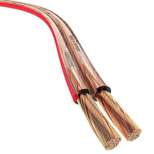 Alt view image 2 of 7 - Pure Copper Speaker Cable 2×2.0mm² 50ft, 14AWG | For Hifi Speakers and Surround Sound Systems, Pure Copper, with polarity markings
