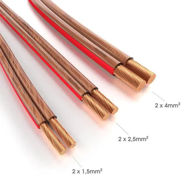 Alt view image 3 of 7 - Pure Copper Speaker Cable 2×2.0mm² 50ft, 14AWG | For Hifi Speakers and Surround Sound Systems, Pure Copper, with polarity markings