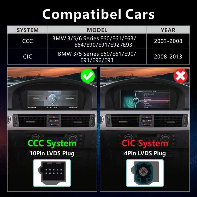 Alt view image 4 of 7 - Car Stereo for BMW E60 E90 E92 Radio with CarPlay Android Auto Upgrade CCC idrive System Screen for E61/E63/E64/E91/E93(2003-2008)