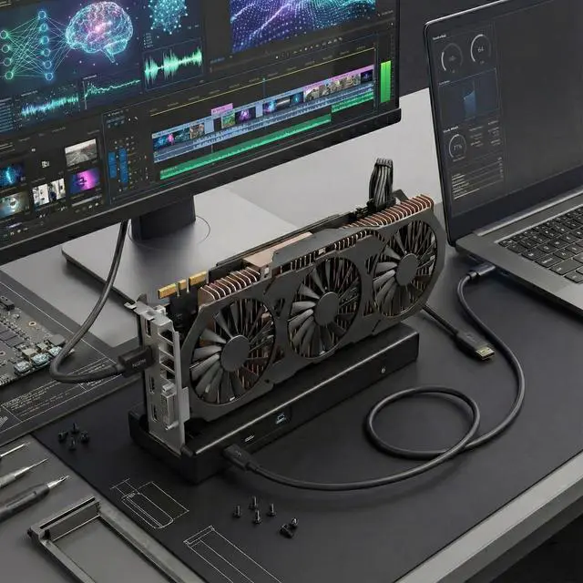 Alt view image 4 of 7 - 80Gbps eGPU Enclosure, Compatible with Thunderbolt 5 & USB4, External GPU Dock with JHL9480 Controller, Supports PD 140W Charging, Daisy Chain, DC/SFX/ATX Power Support, for Windows & Mac