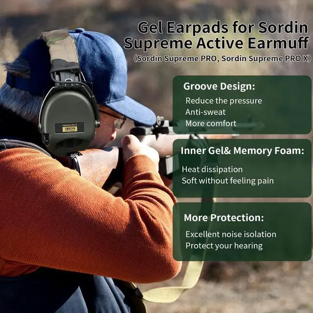 Alt view image 6 of 7 - Gel Ear Pads for Sordin Supreme Pro X | TPU Leather, Silicone Earmuff, Gel Ear Cushion Compatible with Sordin Supreme Active Ear Muff Series, 1 Pair