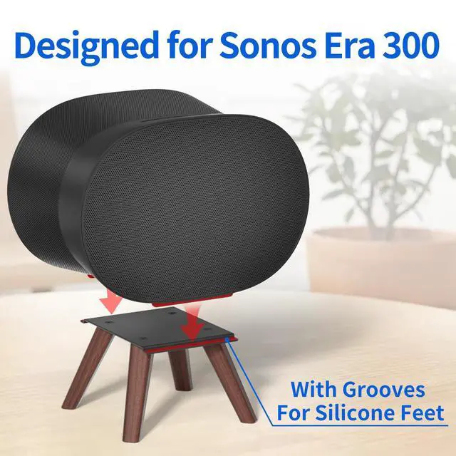 Alt view image 2 of 7 - Wooden Table Stand for Sonos Era 300 Space Saving Desktop Speaker Stand Compatible with Sonos Era 300 Desk Stand Holder for Decorations, Black