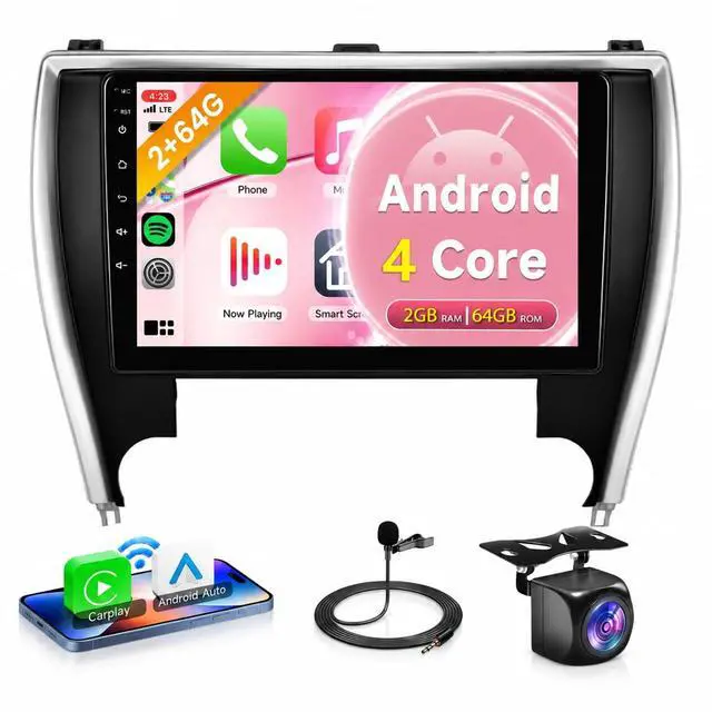 Main image of 4Core 2G+64G Android 15 Car Stereo Radio for Toyota Camry 2015 2016 2017, Wireless Carplay Android Auto GPS Navigation WiFi 10.1 Inch Touch Screen Car Radio with Bluetooth FM EQ Backup Camera