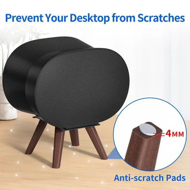 Alt view image 3 of 7 - Wooden Table Stand for Sonos Era 300 Space Saving Desktop Speaker Stand Compatible with Sonos Era 300 Desk Stand Holder for Decorations, Black