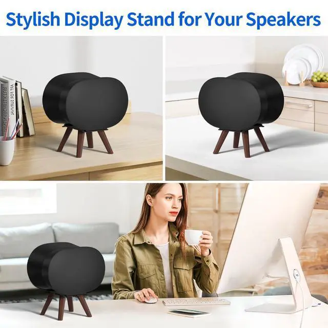 Alt view image 5 of 7 - Wooden Table Stand for Sonos Era 300 Space Saving Desktop Speaker Stand Compatible with Sonos Era 300 Desk Stand Holder for Decorations, Black