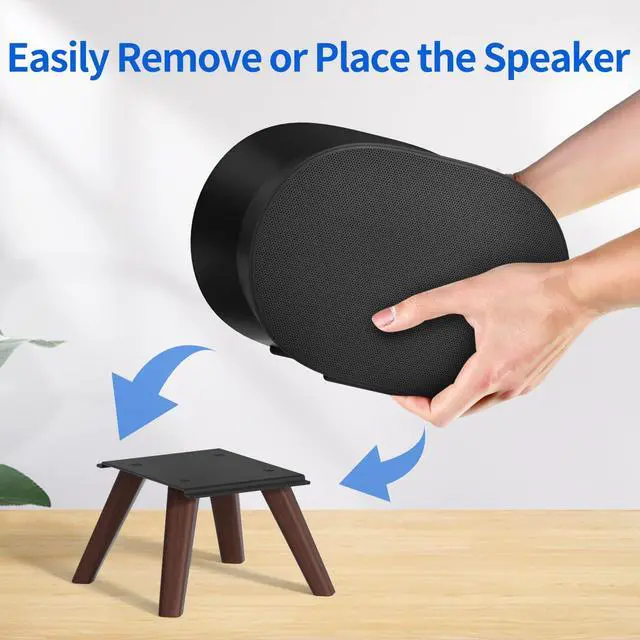 Alt view image 6 of 7 - Wooden Table Stand for Sonos Era 300 Space Saving Desktop Speaker Stand Compatible with Sonos Era 300 Desk Stand Holder for Decorations, Black