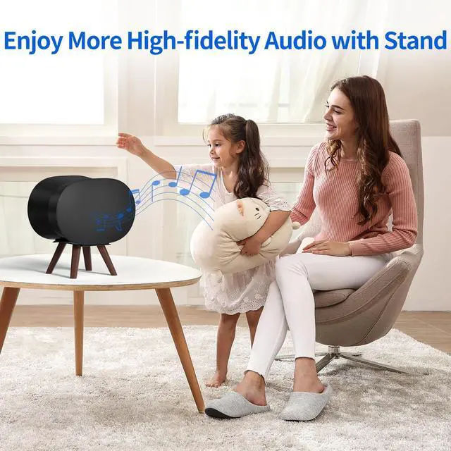 Alt view image 7 of 7 - Wooden Table Stand for Sonos Era 300 Space Saving Desktop Speaker Stand Compatible with Sonos Era 300 Desk Stand Holder for Decorations, Black