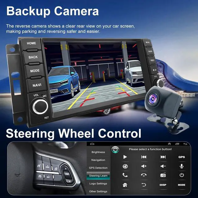 Alt view image 6 of 7 - Upgrade Radio for Dodge Challenger 2008-2014, Grand Caravan 2008-2020, Ram 2009-2012, Chrysler Town & Country 20082016, 7 Inch Touchscreen Car Stereo with Carplay Android Auto GPS 5GWiFi BT FM Camera