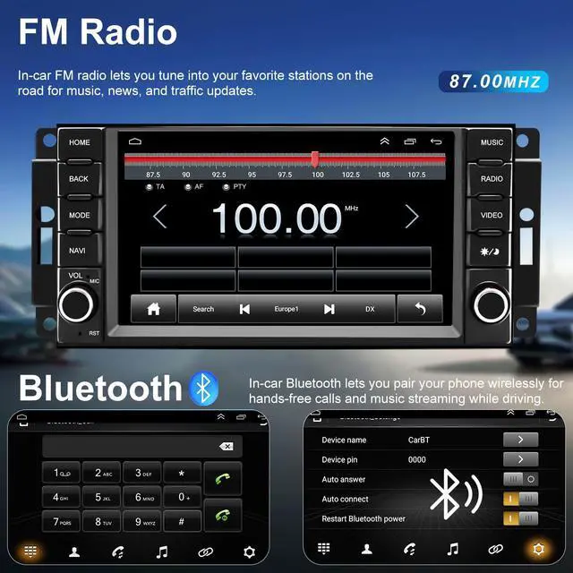 Alt view image 7 of 7 - Upgrade Radio for Dodge Challenger 2008-2014, Grand Caravan 2008-2020, Ram 2009-2012, Chrysler Town & Country 20082016, 7 Inch Touchscreen Car Stereo with Carplay Android Auto GPS 5GWiFi BT FM Camera