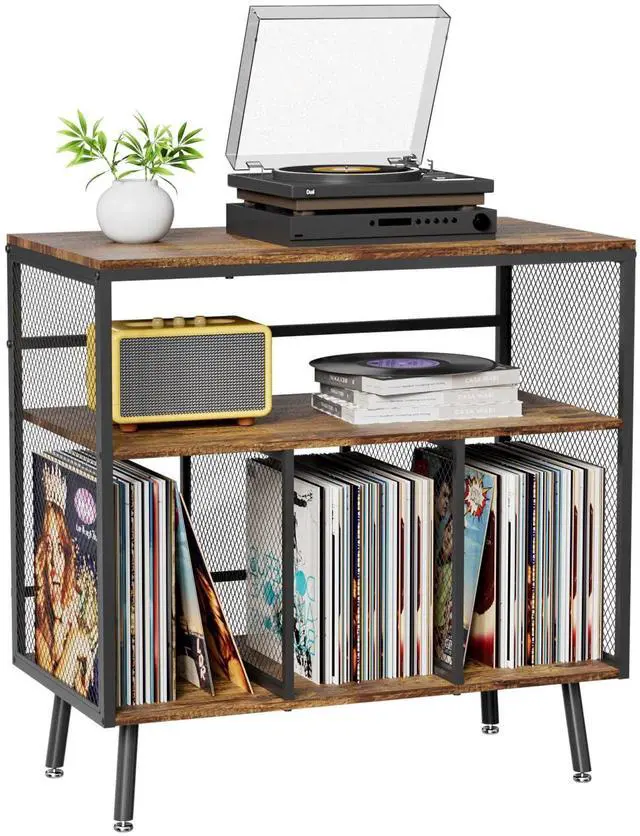 Main image of Record Player Stand with Vinyl Storage, 3-tier Turntable Stand Holds Up to 220+ Albums, Large Record Player Table Storage Rack for Home Office