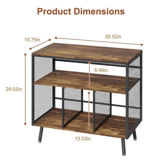 Alt view image 5 of 7 - Record Player Stand with Vinyl Storage, 3-tier Turntable Stand Holds Up to 220+ Albums, Large Record Player Table Storage Rack for Home Office
