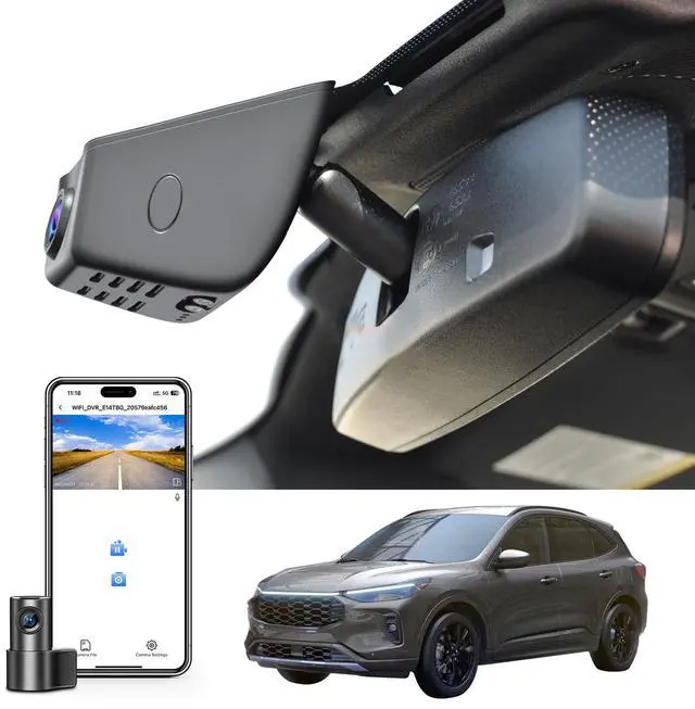 Main image of Front 4K & Rear 1080p Dash Cam for Ford Escape Gen4 2020-2026 | OEM Look, UHD 2160P Video, WiFi & App, GPS, 128GB Card