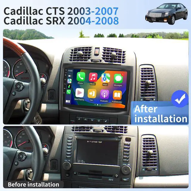 Alt view image 2 of 7 - Car Radio for Cadillac CTS 2003-2007 Cadillac SRX 2004-2008 10.1" Upgrade | Carplay Android Auto IPS Touch Screen Car Stereo with Bluetooth WiFi DSP GPS Navigation FM/RDS Backup Camera SWC
