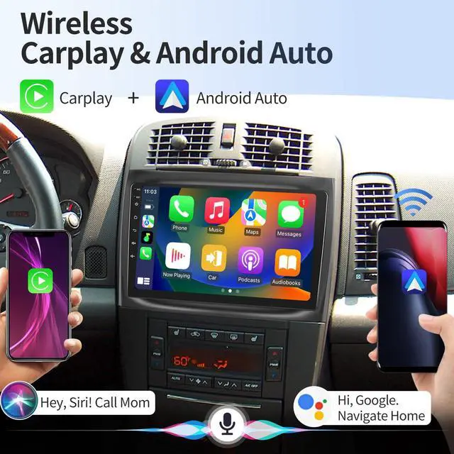Alt view image 4 of 7 - Car Radio for Cadillac CTS 2003-2007 Cadillac SRX 2004-2008 10.1" Upgrade | Carplay Android Auto IPS Touch Screen Car Stereo with Bluetooth WiFi DSP GPS Navigation FM/RDS Backup Camera SWC
