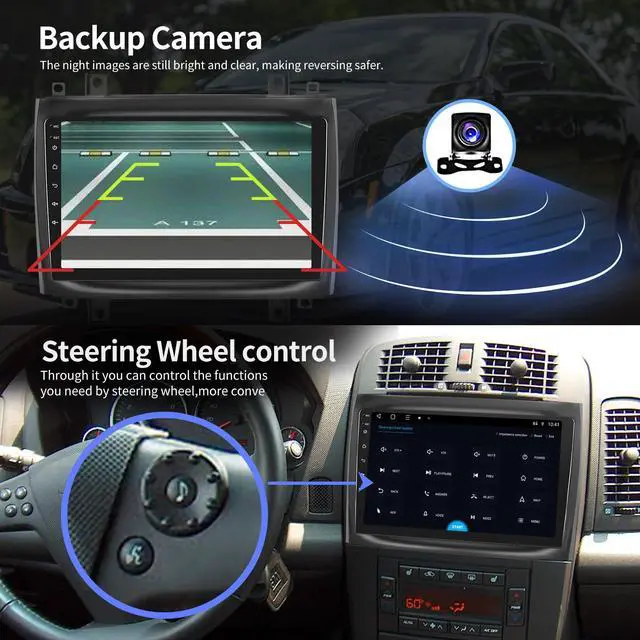 Alt view image 6 of 7 - Car Radio for Cadillac CTS 2003-2007 Cadillac SRX 2004-2008 10.1" Upgrade | Carplay Android Auto IPS Touch Screen Car Stereo with Bluetooth WiFi DSP GPS Navigation FM/RDS Backup Camera SWC