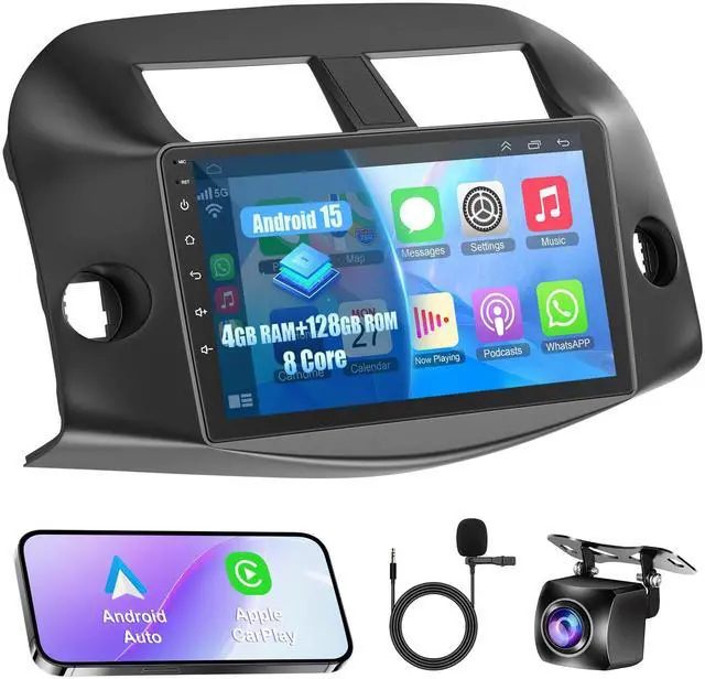 Main image of (4GB + 128GB) Car Radio Stereo for Toyota RAV4 2007-2012,8 Core& Android 15 | QLED Touch Screen,Carplay&Android Auto&Mirrolink, FM Radio, GPS Navigation,DSP Setting,Blutooth,Split Screen,SWC