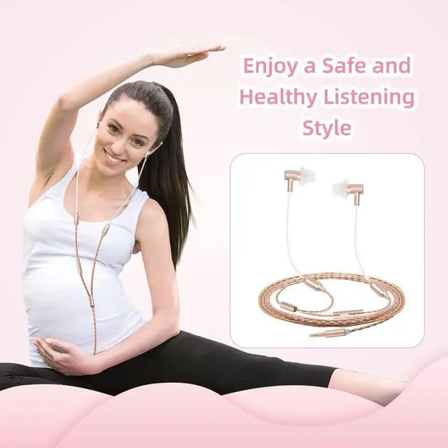 Alt view image 2 of 7 - Air Tube Headphones EMF Free Airtube Earbuds Wired Air Tube Headset with Microphone in Ear Earphones Noise Cancelling for Safe Listening - Gold
