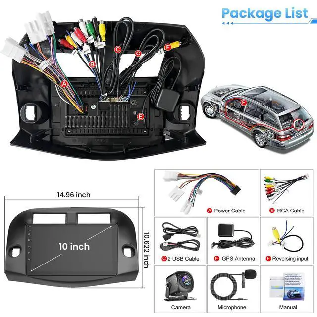 Alt view image 7 of 7 - (4GB + 128GB) Car Radio Stereo for Toyota RAV4 2007-2012,8 Core& Android 15 | QLED Touch Screen,Carplay&Android Auto&Mirrolink, FM Radio, GPS Navigation,DSP Setting,Blutooth,Split Screen,SWC