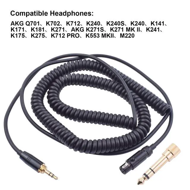 Alt view image 6 of 7 - Replacement Audio Cable for Beyerdynamic DT 1990 Pro, DT 1770 Pro, DT 990 Pro, DT 990 Pro X, DT 770 Pro, DT 770 Pro X Headphone, for AKG Q701, Q702, K712, K240, With 6.35mm Adapter (4.6 FT-13.4 FT)