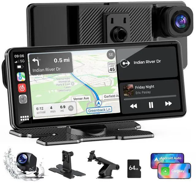 Main image of 6.86" CarPlay Screen with Dual Dash Cam 2.5K Front 1080P Rear | Apple CarPlay & Android Auto, Mirror Link, Voice Control, GPS Navigation Access maps, music and calls for daily drives
