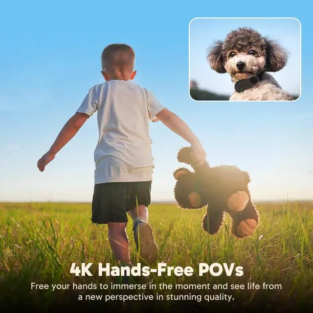 Alt view image 3 of 7 - Keychain3 4K Thumb Action Camera - Hands-Free POVs (64GB, Black) | Tiny Body Camera, Mount Anywhere, Stabilization, Pet POV, 360 Min Battery Life, 9.8ft Waterproof Portable Vlogging Camera