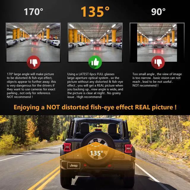 Alt view image 4 of 7 - Backup Camera for 2007-2018 Jeep Wrangler JK: Starlight Night Vision 720P AHD and TVI Waterproof HD Spare Tire Mount Backup Reverse Rear View Camera for Jeep Wrangler JK 2007-2018