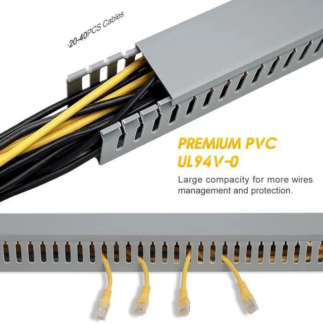 Alt view image 4 of 6 - Cable Raceway, 95" Open Slot Cable Management Kit with Upgraded Snap Structure,Wire Cover Cord Hider for Under Desk&Industrial Network/PC/TVs- 23.6" X 1.97" X 2.4" X 4PCS (LWH,Grey)