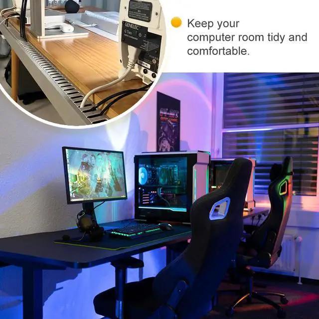 Alt view image 6 of 6 - Cable Raceway, 95" Open Slot Cable Management Kit with Upgraded Snap Structure,Wire Cover Cord Hider for Under Desk&Industrial Network/PC/TVs- 23.6" X 1.97" X 2.4" X 4PCS (LWH,Grey)